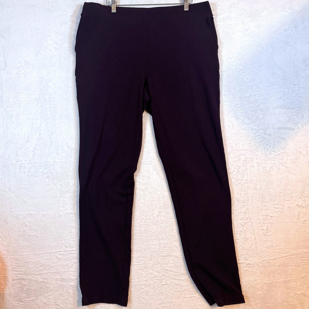 Pure Jill Slim Leg Pants Affinity French Terry Large Tall Purple Womens